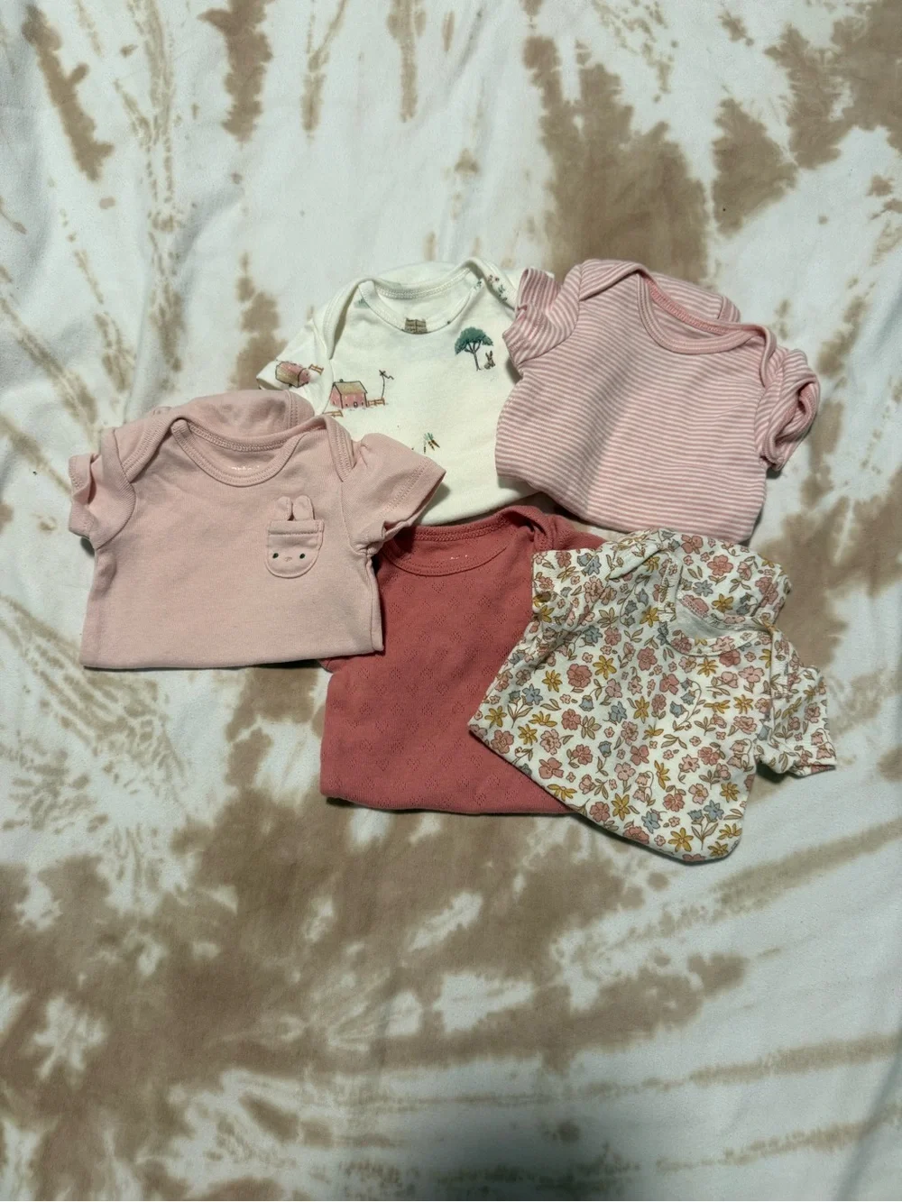 Newborn 5-Pack Short Sleeve Onesies - Pink & Cream Tones